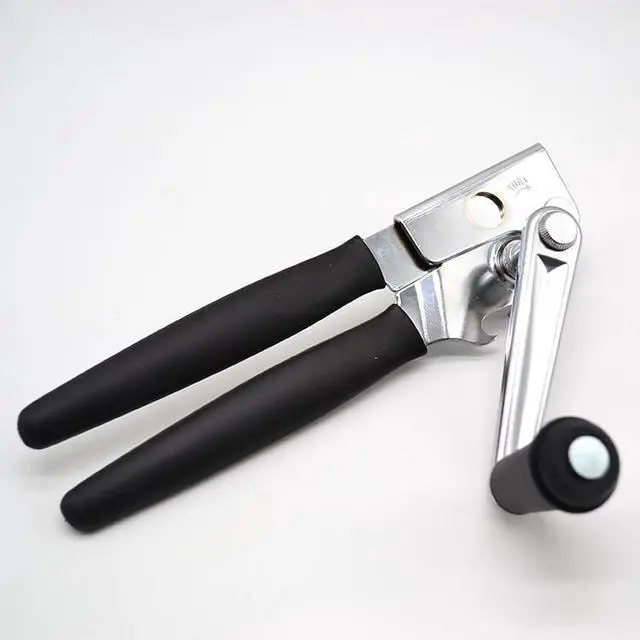 Alt view image 3 of 7 - 2 Pack Commercial Grade Heavy Duty Manual Can Opener with Easy Crank Folding Handle, Super Thick 20GA 2.0mm Steel with Chrome Plate Finish, Fit All Size Large Cans