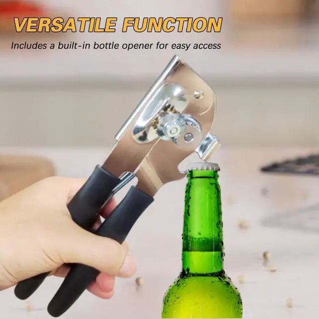 Alt view image 7 of 7 - Commercial Heavy-Duty Manual Can Opener with Easy-Turn Crank, Long Rubber Handle & Magnetic Lid Holder