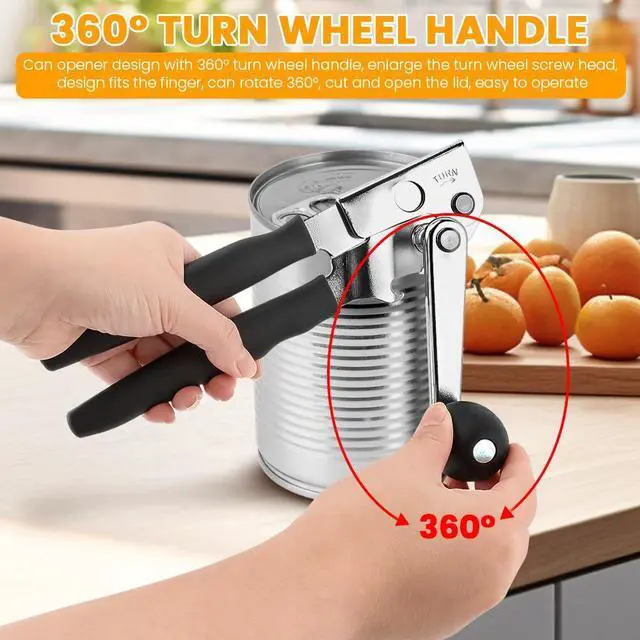 Alt view image 4 of 7 - Commercial Can Opener, Handheld Can Opener Easy for Big Cans, Manual Heavy Duty Crank Jar Openers, Folding Hand Crank Bottle Openers With Comfortable Long Handles for Seniors(COLOR:Black)