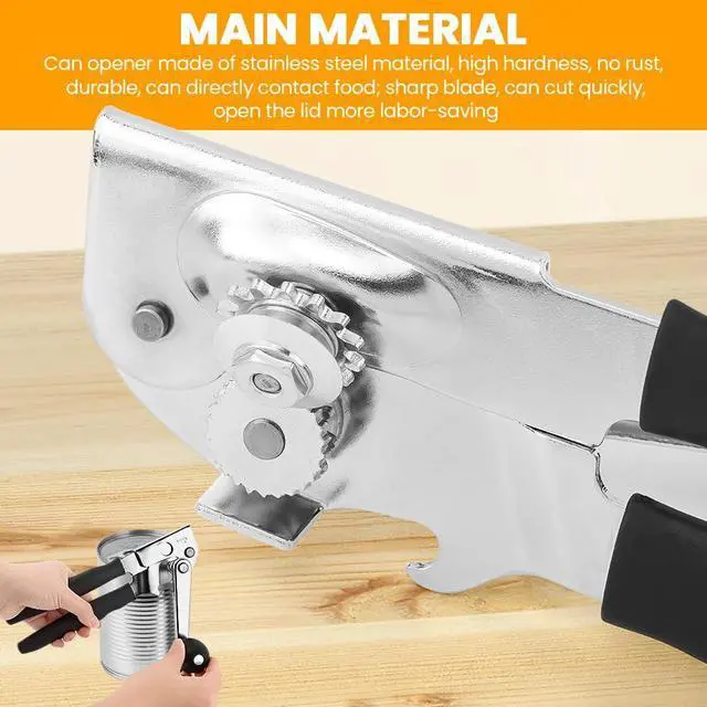 Alt view image 5 of 7 - Commercial Can Opener, Handheld Can Opener Easy for Big Cans, Manual Heavy Duty Crank Jar Openers, Folding Hand Crank Bottle Openers With Comfortable Long Handles for Seniors(COLOR:Black)