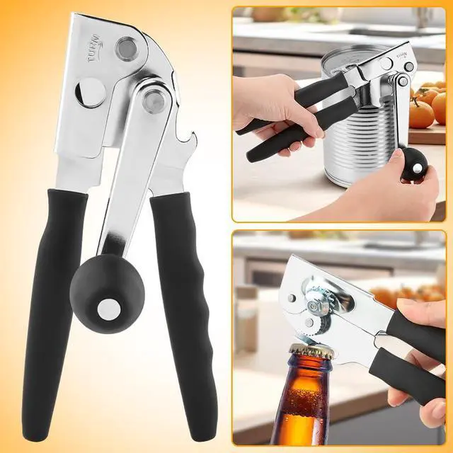 Alt view image 7 of 7 - Commercial Can Opener, Handheld Can Opener Easy for Big Cans, Manual Heavy Duty Crank Jar Openers, Folding Hand Crank Bottle Openers With Comfortable Long Handles for Seniors(COLOR:Black)