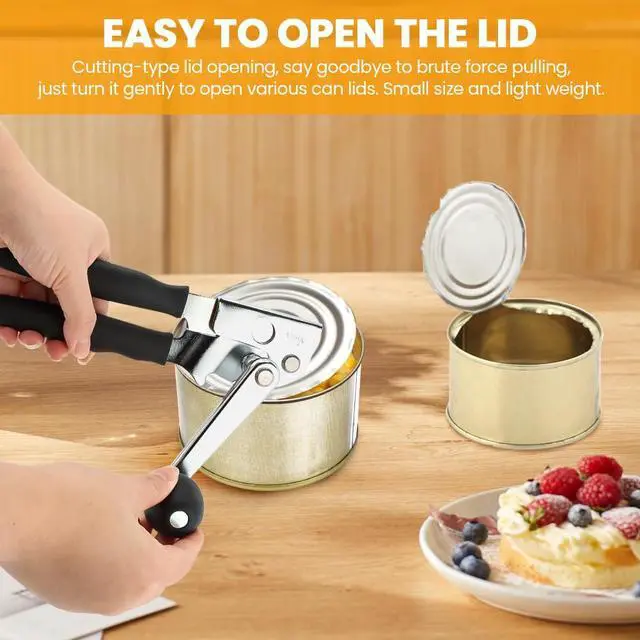Alt view image 6 of 7 - Commercial Can Opener, Handheld Can Opener Easy for Big Cans, Manual Heavy Duty Crank Jar Openers, Folding Hand Crank Bottle Openers With Comfortable Long Handles for Seniors(COLOR:Black)