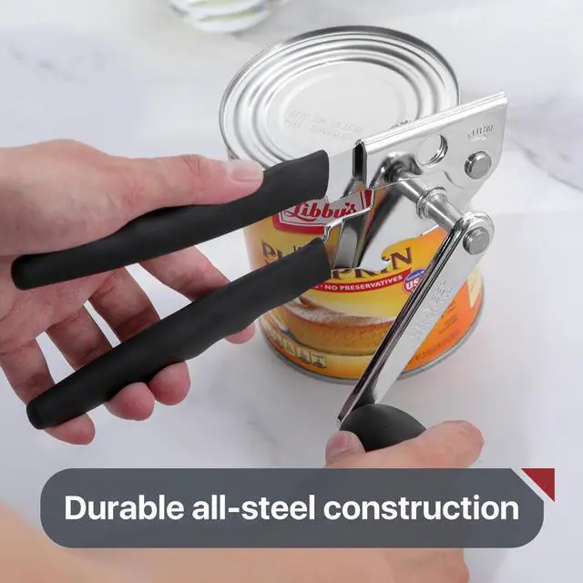 Alt view image 4 of 7 - Commercial Can Opener, Hand Crank Can Opener Manual Heavy Duty with Comfortable Extra-long Handles, Oversized Knob, Large Handheld Can Open Easy for Big Cans, Black