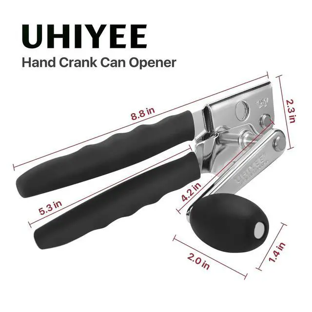 Alt view image 7 of 7 - Commercial Can Opener, Hand Crank Can Opener Manual Heavy Duty with Comfortable Extra-long Handles, Oversized Knob, Large Handheld Can Open Easy for Big Cans, Black
