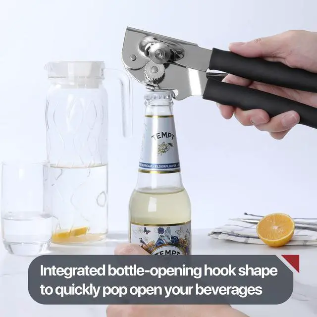 Alt view image 6 of 7 - Commercial Can Opener, Hand Crank Can Opener Manual Heavy Duty with Comfortable Extra-long Handles, Oversized Knob, Large Handheld Can Open Easy for Big Cans, Black