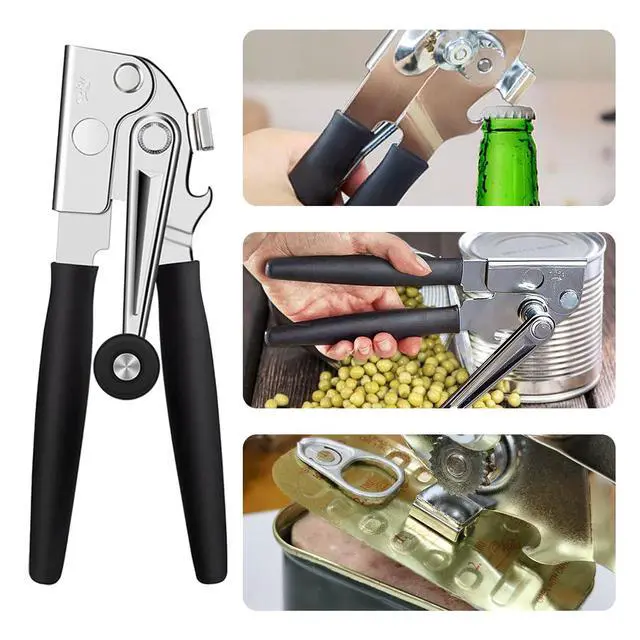 Alt view image 6 of 6 - 2Pcs Can Opener with Magnet Crank Can Openers Manual,Heavy Duty Commercial Can Opener with Rubber-coated Long Handles