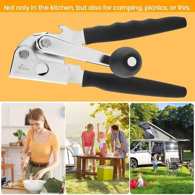 Alt view image 7 of 7 - Commercial Can Opener, Handheld Can Opener Easy for Big Cans, Manual Heavy Duty Crank Jar Openers, Folding Hand Crank Bottle Openers With Comfortable Long Handles for Seniors(COLOR:Black)