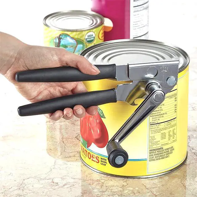 Alt view image 7 of 7 - 1 Pack Commercial Grade Heavy Duty Manual Can Opener with Easy Crank Folding Handle, Super Thick 20GA 2.0mm Steel with Chrome Plate Finish, Fit All Size Large Cans
