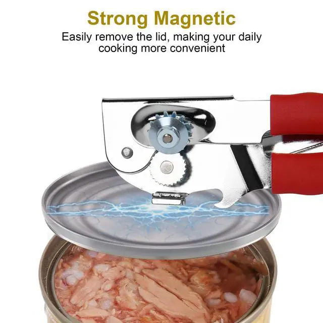 Alt view image 5 of 7 - Commercial Can Opener, Hand Crank Manual Manual Heavy Duty with Extra-long Handles, Oversized Knob, Large Handheld Can Open Easy for Big Cans, Red