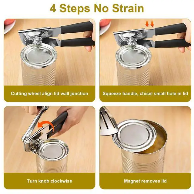 Alt view image 7 of 7 - Commercial Can Opener, Hand Crank Manual Manual Heavy Duty with Extra-long Handles, Oversized Knob, Large Handheld Can Open Easy for Big Cans, Red