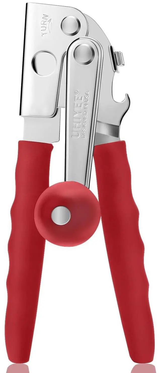 Main image of Commercial Can Opener, Hand Crank Can Opener Manual Heavy Duty with Comfortable Extra-long Handles, Oversized Knob, Large Handheld Can Open Easy for Big Cans, Red