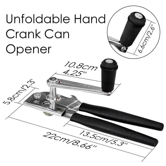 Alt view image 2 of 6 - Commercial Can Opener, Hand Crank Can Opener Manual Heavy Duty with Rubber Long Handles, Suitable for Big Cans, Black