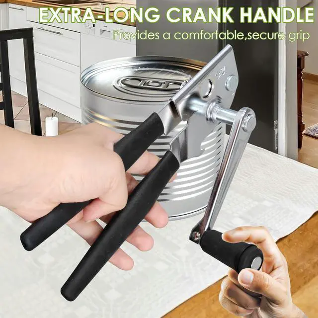 Alt view image 4 of 6 - Commercial Can Opener, Hand Crank Can Opener Manual Heavy Duty with Rubber Long Handles, Suitable for Big Cans, Black