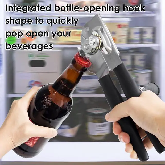 Alt view image 5 of 6 - Commercial Can Opener, Hand Crank Can Opener Manual Heavy Duty with Rubber Long Handles, Suitable for Big Cans, Black