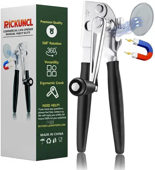 Main image of Commercial Can Opener Manual, Heavy Duty Can opener with Magnet, Stainless Steel Handheld Can Opener with Folding Easy Crank Handle Oversized Knob for Big Cans and All Size Cans