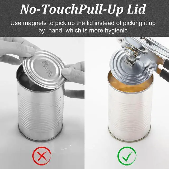 Alt view image 6 of 7 - Commercial Can Opener Manual, Heavy Duty Can opener with Magnet, Stainless Steel Handheld Can Opener with Folding Easy Crank Handle Oversized Knob for Big Cans and All Size Cans
