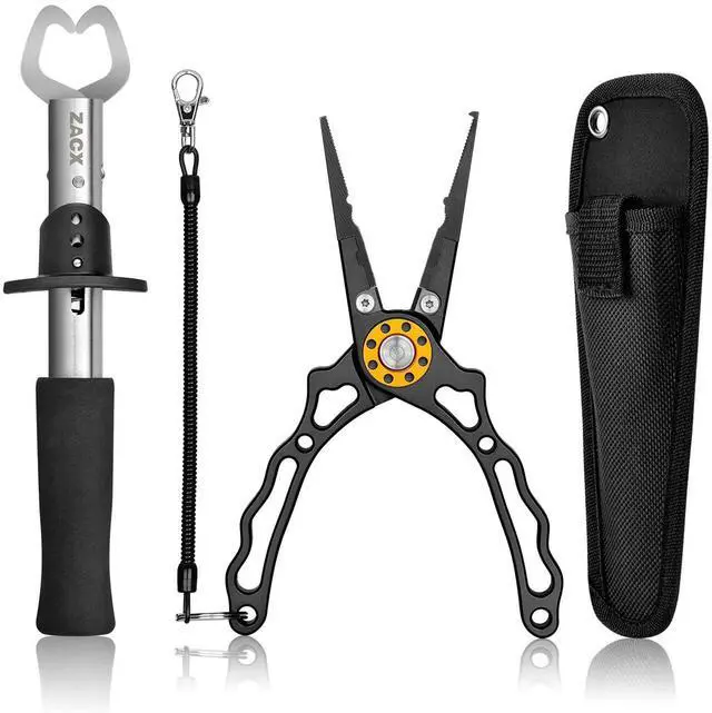 Main image of Fish Lip Gripper Pliers - Upgraded Muti-Function Hook Remover and Split Ring Pliers for Fly Fishing, Ice Fishing, Fishing Gear - Gift for Men (Package B)
