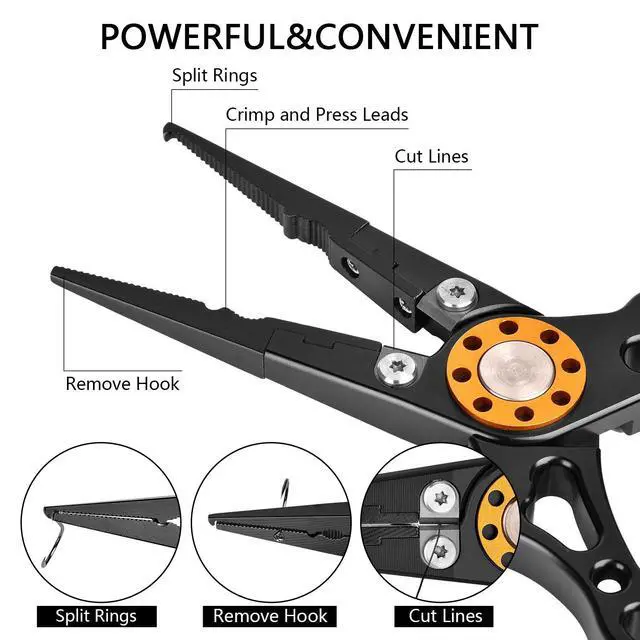Alt view image 3 of 7 - Fish Lip Gripper Pliers - Upgraded Muti-Function Hook Remover and Split Ring Pliers for Fly Fishing, Ice Fishing, Fishing Gear - Gift for Men (Package B)