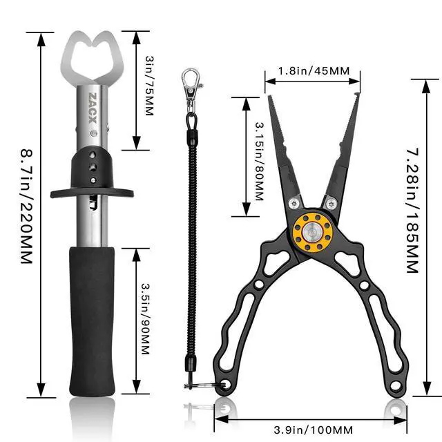 Alt view image 5 of 7 - Fish Lip Gripper Pliers - Upgraded Muti-Function Hook Remover and Split Ring Pliers for Fly Fishing, Ice Fishing, Fishing Gear - Gift for Men (Package B)