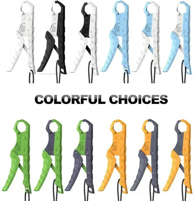 Alt view image 7 of 7 - 7.5''/9'' Floating Fish Gripper, Fishing Grabber, Catfish Mouth Pliers, Caught Bass Holder, Digital Scale Hook Clamp, Saltwater Lip Grip Tool with Lanyard, Gifts for Men, Green-Gray