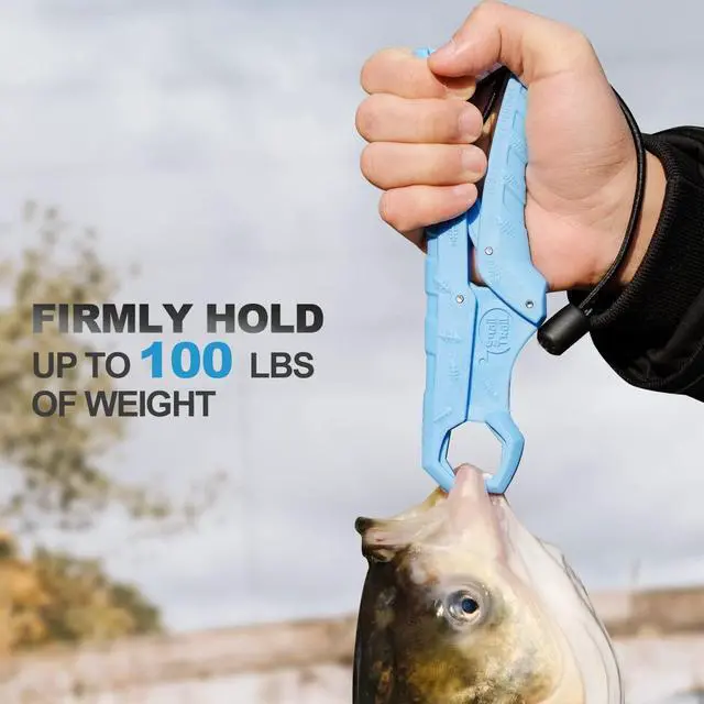 Alt view image 3 of 7 - 7.5''/9'' Floating Fish Gripper, Fishing Grabber, Catfish Mouth Pliers, Caught Bass Holder, Digital Scale Hook Clamp, Saltwater Lip Grip Tool with Lanyard, Gifts for Men, Blue