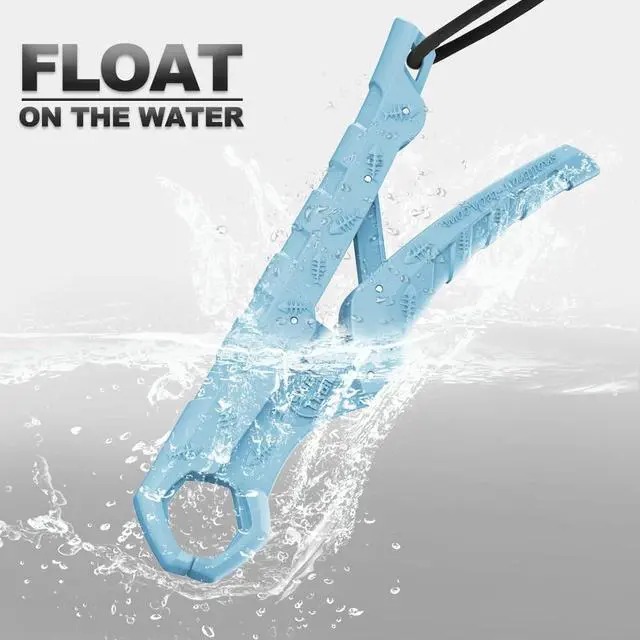 Alt view image 2 of 7 - 7.5''/9'' Floating Fish Gripper, Fishing Grabber, Catfish Mouth Pliers, Caught Bass Holder, Digital Scale Hook Clamp, Saltwater Lip Grip Tool with Lanyard, Gifts for Men, Blue