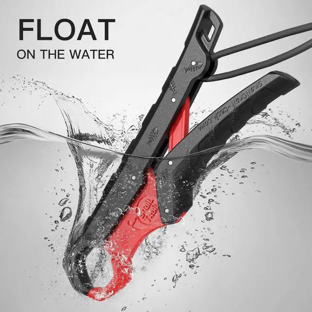 Alt view image 4 of 6 - 7.5" Floating Fish Gripper & 7" Fishing Pliers Kit, Fishing Grabber, Catfish Mouth Pliers, Caught Bass Holder, Saltwater Lip Grip Tool with Lanyard, Hook Remover with Sheath