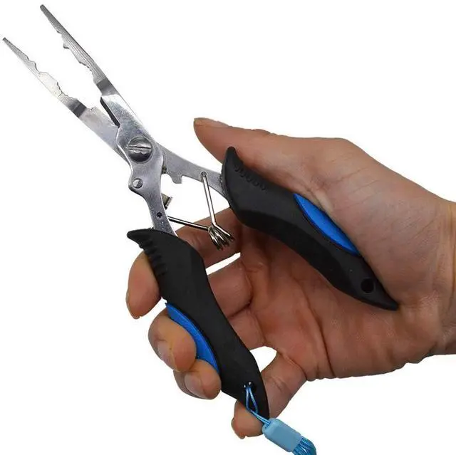Alt view image 6 of 7 - Stainless Steel Fishing Pliers - Needle Nose Plier for Cutting Fishing Line, Multitool Pliers with Sheath and Telescopic Lanyard | Fishing Tools