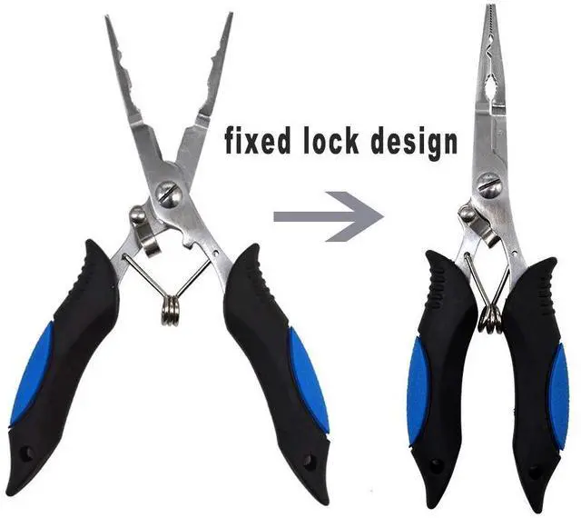 Alt view image 3 of 7 - Stainless Steel Fishing Pliers - Needle Nose Plier for Cutting Fishing Line, Multitool Pliers with Sheath and Telescopic Lanyard | Fishing Tools