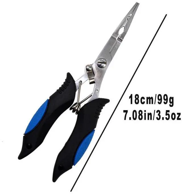 Alt view image 4 of 7 - Stainless Steel Fishing Pliers - Needle Nose Plier for Cutting Fishing Line, Multitool Pliers with Sheath and Telescopic Lanyard | Fishing Tools