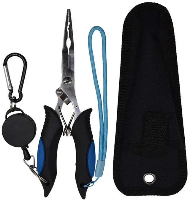Alt view image 7 of 7 - Stainless Steel Fishing Pliers - Needle Nose Plier for Cutting Fishing Line, Multitool Pliers with Sheath and Telescopic Lanyard | Fishing Tools