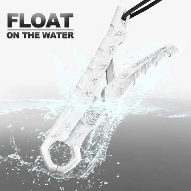 Alt view image 2 of 7 - 7.5''/9'' Floating Fish Gripper, Fishing Grabber, Catfish Mouth Pliers, Caught Bass Holder, Digital Scale Hook Clamp, Saltwater Lip Grip Tool with Lanyard, Gifts for Men, White