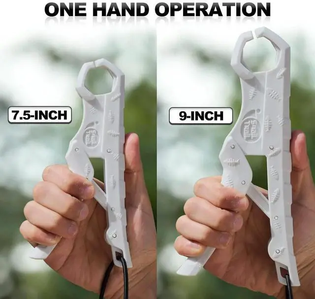 Alt view image 4 of 7 - 7.5''/9'' Floating Fish Gripper, Fishing Grabber, Catfish Mouth Pliers, Caught Bass Holder, Digital Scale Hook Clamp, Saltwater Lip Grip Tool with Lanyard, Gifts for Men, White
