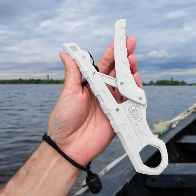 Alt view image 6 of 7 - 7.5''/9'' Floating Fish Gripper, Fishing Grabber, Catfish Mouth Pliers, Caught Bass Holder, Digital Scale Hook Clamp, Saltwater Lip Grip Tool with Lanyard, Gifts for Men, White