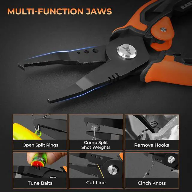 Alt view image 5 of 7 - AeroVice 7.5 Fishing Pliers, 420 Stainless Steel, Uni-Body Construction, Lightweight & Corrosion-Resistant, Multi-Function Jaws, Braid Cutters, Sheath, Lanyard & Carabiner