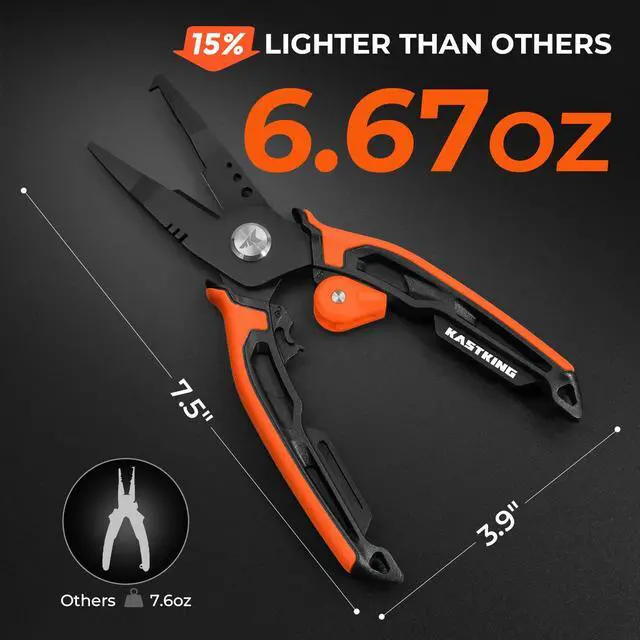 Alt view image 3 of 7 - AeroVice 7.5 Fishing Pliers, 420 Stainless Steel, Uni-Body Construction, Lightweight & Corrosion-Resistant, Multi-Function Jaws, Braid Cutters, Sheath, Lanyard & Carabiner