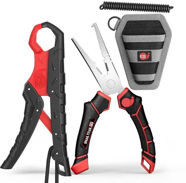 Main image of 7.5" Floating Fish Gripper & 7" Fishing Pliers Kit, Fishing Grabber, Catfish Mouth Pliers, Caught Bass Holder, Saltwater Lip Grip Tool with Lanyard, Hook Remover with Sheath