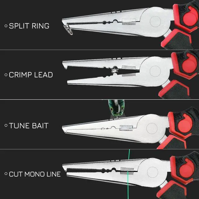 Alt view image 3 of 6 - 7.5" Floating Fish Gripper & 7" Fishing Pliers Kit, Fishing Grabber, Catfish Mouth Pliers, Caught Bass Holder, Saltwater Lip Grip Tool with Lanyard, Hook Remover with Sheath