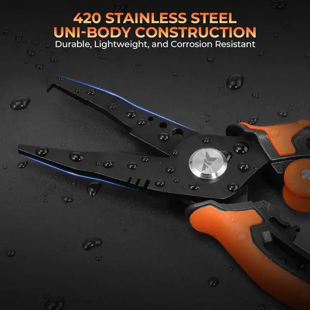Alt view image 2 of 7 - AeroVice 7.5 Fishing Pliers, 420 Stainless Steel, Uni-Body Construction, Lightweight & Corrosion-Resistant, Multi-Function Jaws, Braid Cutters, Sheath, Lanyard & Carabiner
