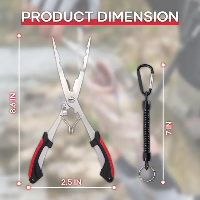 Alt view image 5 of 7 - Saltwater Fishing Pliers - Stainless Steel Needle Nose Pliers, Hook Remover & Line Cutter with Non-Slip Handle, Fishing Tool for Freshwater & Saltwater