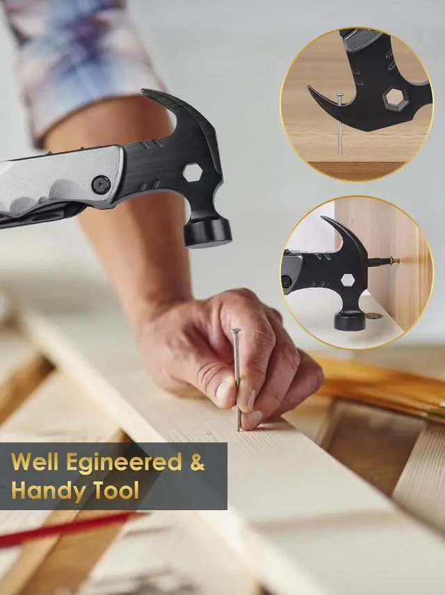 Alt view image 4 of 7 - Fathers Day Dad Gifts from Daughter Son Wife, 13 in 1 Hammer Multitool, Cool Camping Accessories Survival Tools, Unique Birthday Present Ideas Gifts for Men, Husband, Grandpa, Step Dad, Him
