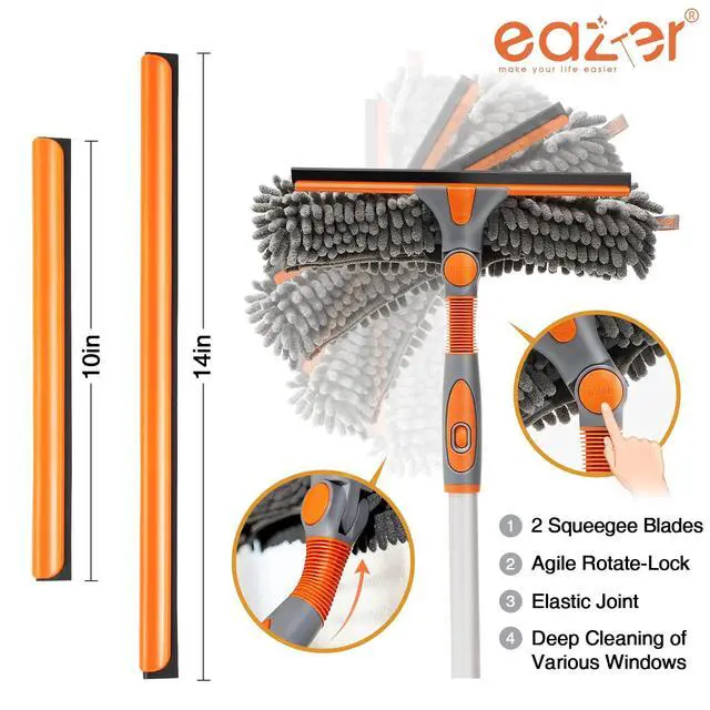 Alt view image 3 of 7 - 89'' Squeegee Window Cleaner 2 in 1 Rotatable Window Cleaning Tool Kit with Extension Pole, Window Washing Equipment with Bendable Head for Indoor/Outdoor Window and Car Glass