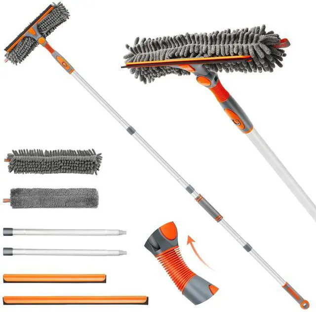 Main image of 89'' Squeegee Window Cleaner 2 in 1 Rotatable Window Cleaning Tool Kit with Extension Pole, Window Washing Equipment with Bendable Head for Indoor/Outdoor Window and Car Glass