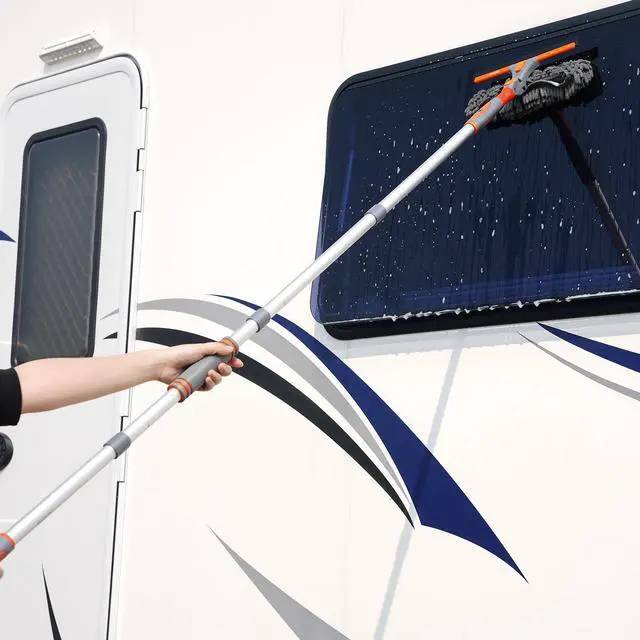 Alt view image 6 of 7 - 89'' Squeegee Window Cleaner 2 in 1 Rotatable Window Cleaning Tool Kit with Extension Pole, Window Washing Equipment with Bendable Head for Indoor/Outdoor Window and Car Glass
