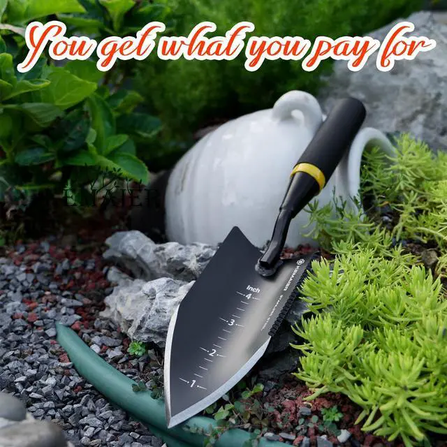 Alt view image 5 of 6 - Heavy Duty Gardening Hand Trowel - Stainless Steel Tool | Sharp Weeding, Serrated Cutting, Measured Planting, The Shovel Pros Actually Rely On
