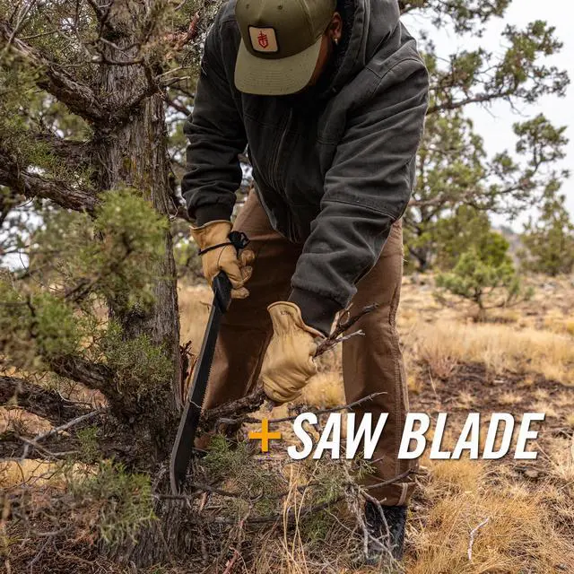 Alt view image 3 of 7 - Gear Gator Machete 25" / 18" with Saw and Plain Edge Blade for Camping, Hunting, Gardening and Bushcraft, Includes a Gator Grip and Protective Sheath, Stainless Steel Blade