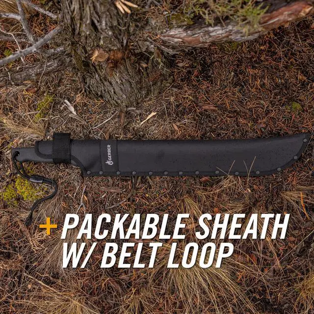 Alt view image 5 of 7 - Gear Gator Machete 25" / 18" with Saw and Plain Edge Blade for Camping, Hunting, Gardening and Bushcraft, Includes a Gator Grip and Protective Sheath, Stainless Steel Blade