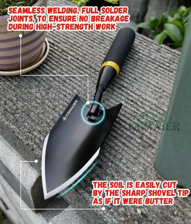 Alt view image 3 of 6 - Heavy Duty Gardening Hand Trowel - Carbon Steel Garden Trowel with Rubberized Handle, Ideal for Soil Planting, Digging, Transplanting