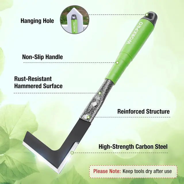 Alt view image 4 of 7 - 6-Piece Garden Tool Set | Heavy Duty Gardening Hand Tools with Soft Rubber Handle, Including Trowel, Rakes, 2-in-1 Hoe and Crack Weeder