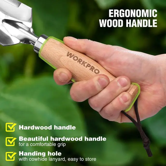 Alt view image 3 of 7 - Garden Trowel with Wood Handle, Stainless Steel Narrow Hand Shovel | Multi-Use Flat Garden Trowel for Planting, Weeding, Transplanting, Digging, Small Weeding knife for Gardening